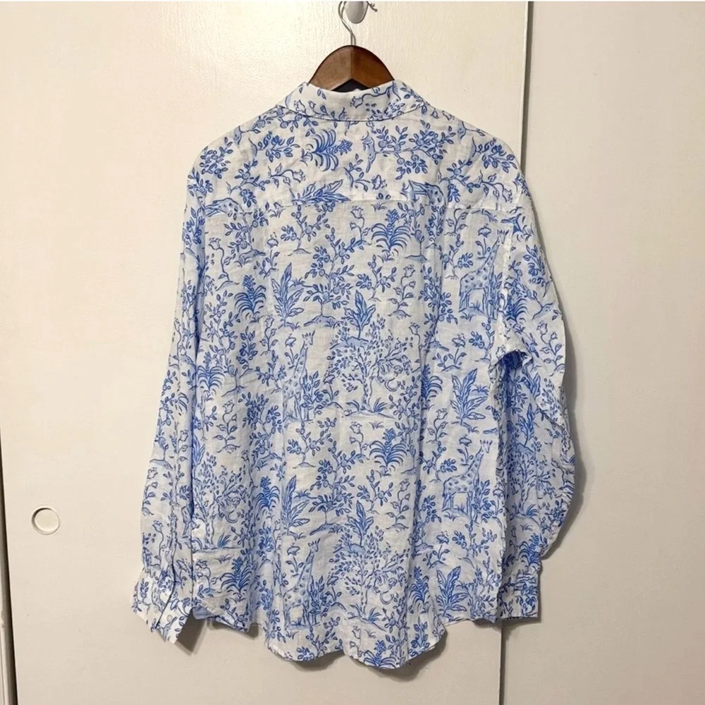 NWT Lilly pulitzer Men’s Addison shirt button down 100% Linen Resort white XL - Picture 6 of 9